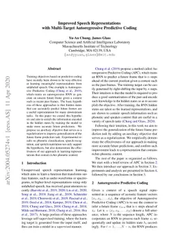 Improved Speech Representations with Multi-Target Autoregressive
  Predictive Coding