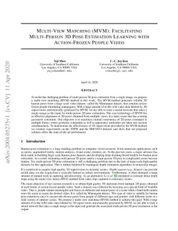 Multi-View Matching (MVM): Facilitating Multi-Person 3D Pose Estimation
  Learning with Action-Frozen People Video