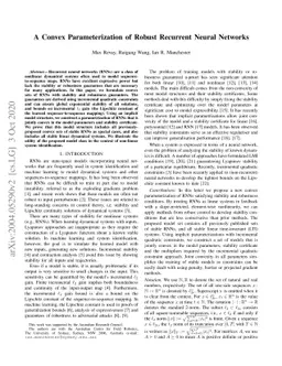 A Convex Parameterization of Robust Recurrent Neural Networks