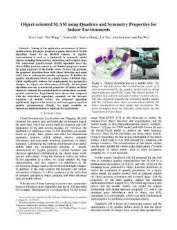 Object-oriented SLAM using Quadrics and Symmetry Properties for Indoor
  Environments