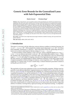 Generic Error Bounds for the Generalized Lasso with Sub-Exponential Data