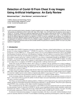 Detection of Covid-19 From Chest X-ray Images Using Artificial
  Intelligence: An Early Review