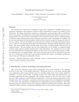 Classifying Constructive Comments