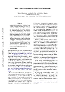 When Does Unsupervised Machine Translation Work?