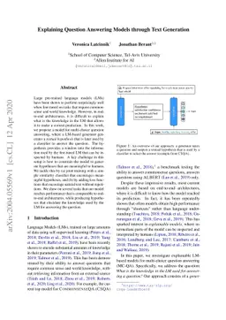 Explaining Question Answering Models through Text Generation