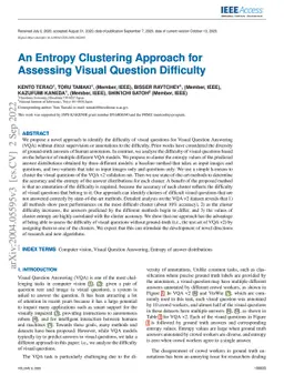 An Entropy Clustering Approach for Assessing Visual Question Difficulty