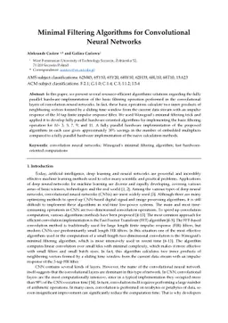 Minimal Filtering Algorithms for Convolutional Neural Networks