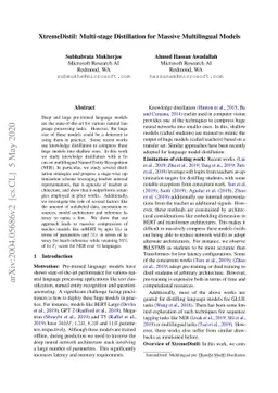 XtremeDistil: Multi-stage Distillation for Massive Multilingual Models