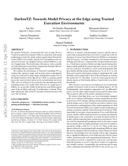 DarkneTZ: Towards Model Privacy at the Edge using Trusted Execution
  Environments