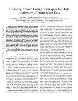 Exploring Erasure Coding Techniques for High Availability of
  Intermediate Data