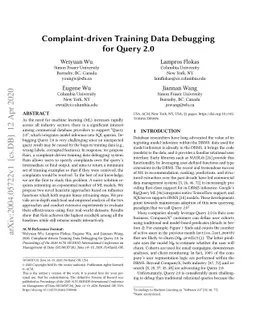 Complaint-driven Training Data Debugging for Query 2.0