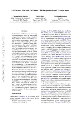 ProFormer: Towards On-Device LSH Projection Based Transformers
