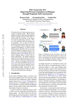 Will I Sound Like Me? Improving Persona Consistency in Dialogues through
  Pragmatic Self-Consciousness