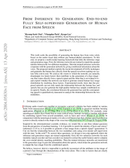From Inference to Generation: End-to-end Fully Self-supervised
  Generation of Human Face from Speech