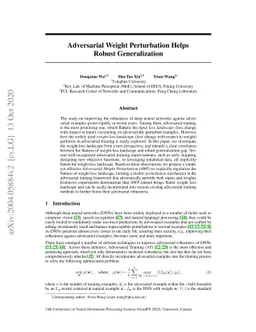 Adversarial Weight Perturbation Helps Robust Generalization