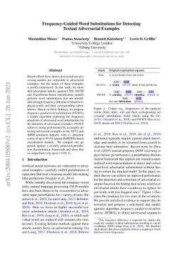 Frequency-Guided Word Substitutions for Detecting Textual Adversarial
  Examples