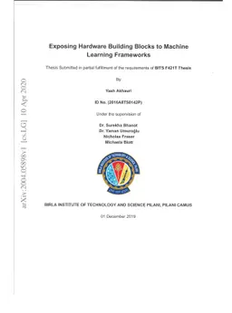 Exposing Hardware Building Blocks to Machine Learning Frameworks