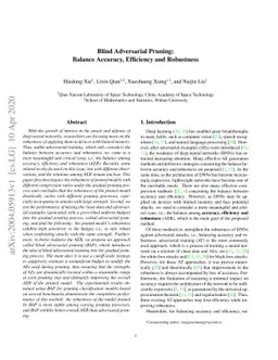 Blind Adversarial Pruning: Balance Accuracy, Efficiency and Robustness