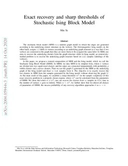 Exact recovery and sharp thresholds of Stochastic Ising Block Model