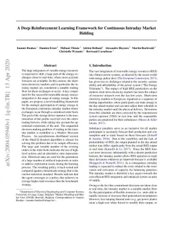 A Deep Reinforcement Learning Framework for Continuous Intraday Market
  Bidding