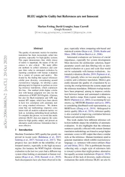 BLEU might be Guilty but References are not Innocent