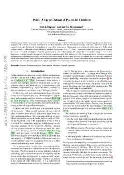 PoKi: A Large Dataset of Poems by Children