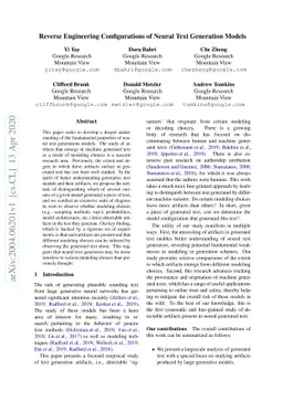 Reverse Engineering Configurations of Neural Text Generation Models