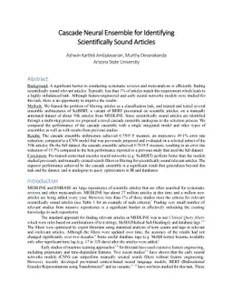 Cascade Neural Ensemble for Identifying Scientifically Sound Articles
