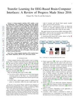 Transfer Learning for EEG-Based Brain-Computer Interfaces: A Review of
  Progress Made Since 2016