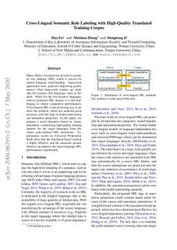 Cross-Lingual Semantic Role Labeling with High-Quality Translated
  Training Corpus