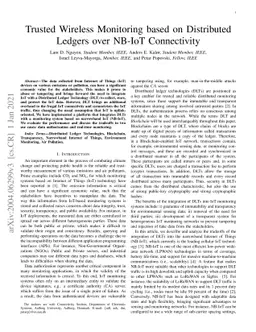 Trusted Wireless Monitoring based on Blockchain over NB-IoT Connectivity