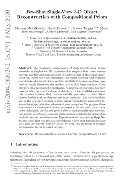 Few-Shot Single-View 3-D Object Reconstruction with Compositional Priors