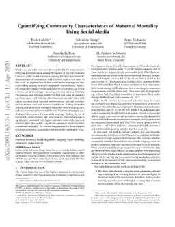 Quantifying Community Characteristics of Maternal Mortality Using Social
  Media
