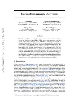 Learning from Aggregate Observations