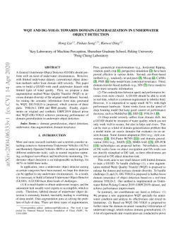 WQT and DG-YOLO: towards domain generalization in underwater object
  detection