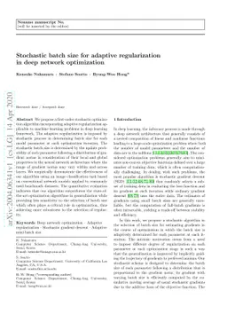 Stochastic batch size for adaptive regularization in deep network
  optimization