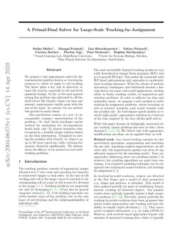 A Primal-Dual Solver for Large-Scale Tracking-by-Assignment