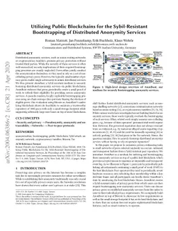 Utilizing Public Blockchains for the Sybil-Resistant Bootstrapping of
  Distributed Anonymity Services