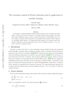 The covariance matrix of Green's functions and its application to
  machine learning