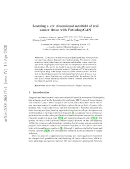 Learning a low dimensional manifold of real cancer tissue with
  PathologyGAN