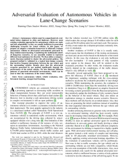 Adversarial Evaluation of Autonomous Vehicles in Lane-Change Scenarios