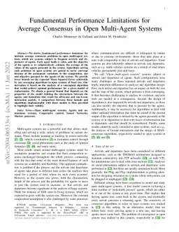 Fundamental Performance Limitations for Average Consensus in Open
  Multi-Agent Systems