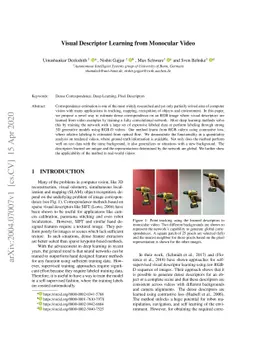 Visual Descriptor Learning from Monocular Video