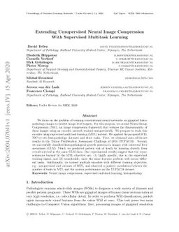 Extending Unsupervised Neural Image Compression With Supervised
  Multitask Learning