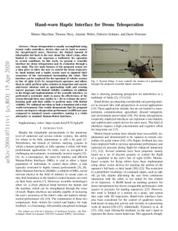 Hand-worn Haptic Interface for Drone Teleoperation