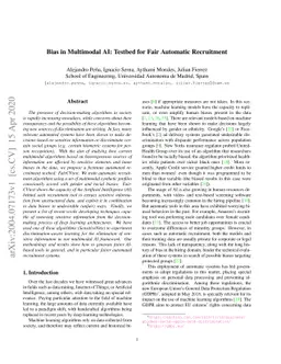 Bias in Multimodal AI: Testbed for Fair Automatic Recruitment