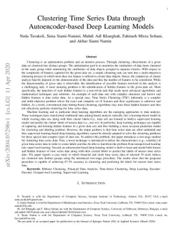 Clustering Time Series Data through Autoencoder-based Deep Learning
  Models