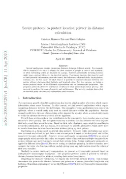 Secure protocol to protect location privacy in distance calculation