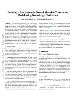 Building a Multi-domain Neural Machine Translation Model using Knowledge
  Distillation