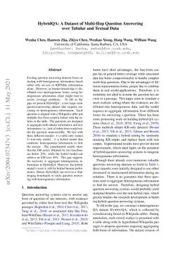 HybridQA: A Dataset of Multi-Hop Question Answering over Tabular and
  Textual Data